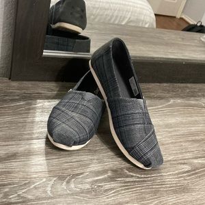 Grey Plaid Toms in Great Condition